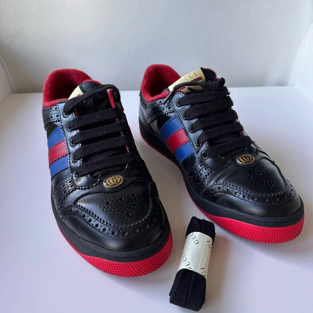 NEW Gucci  Black and Red Sneakers